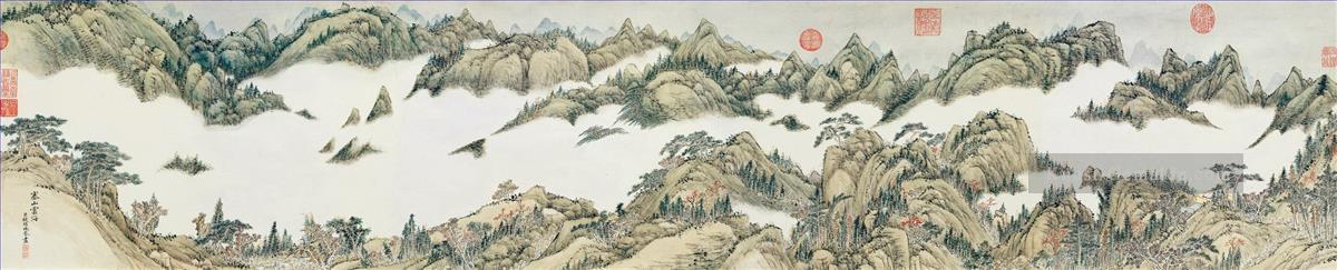 Qian Weicheng Berg in Clauds Kunst Chinesische Ölgemälde